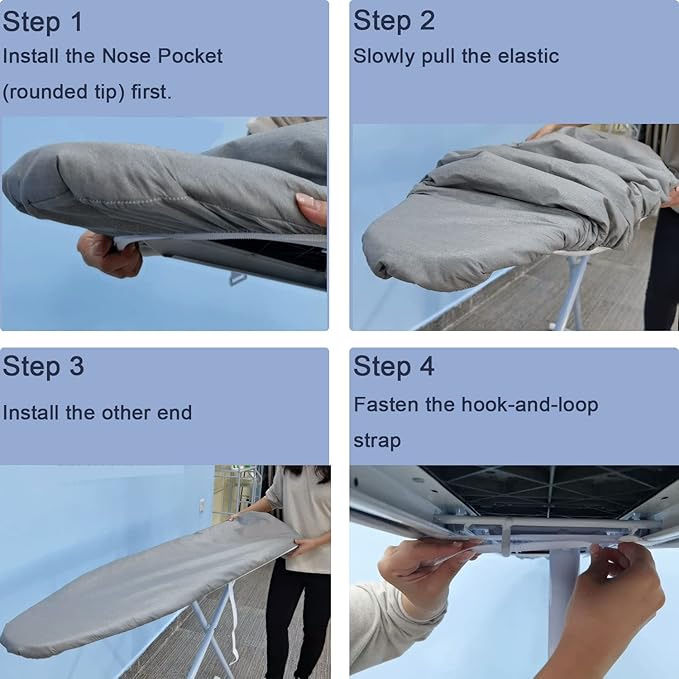 Extra Large Ironing Board Cover and Pad 22x57, 21x57 Thick Padding, Elastic Edge