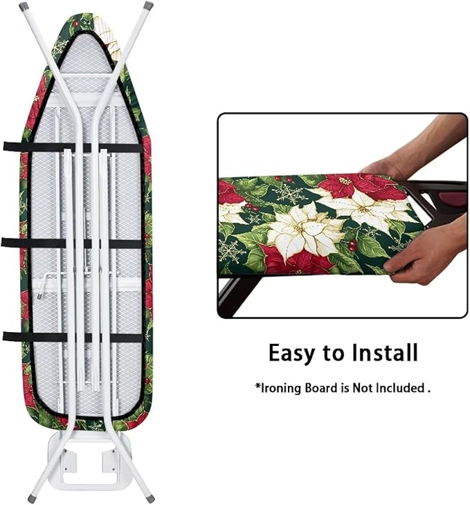 Christmas Floral 54 x 15 Ironing Board Cover Standard Full Size Elastic Edge
