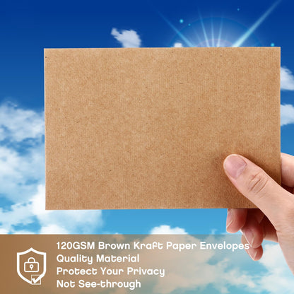 Fainne 1200 Pack Brown Envelopes Bulk, Kraft Envelopes for Invitation, 120 GSM Gift Card for Office, Gift, Party, Baby Shower, Wedding (A4,4.25 x 6.25")