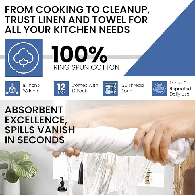 Flour Sack Towels | Tea Towel for Crafts| Kitchen Dish Cotton Blank Towel for