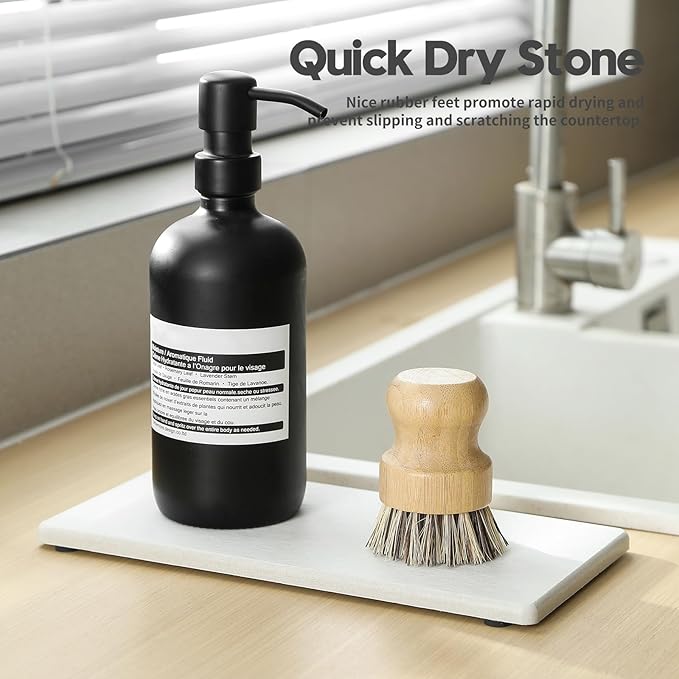 2PCS 10"x 5" Large Bathroom Sink Vanity Trays, Water Absorbing Diatomite Stone