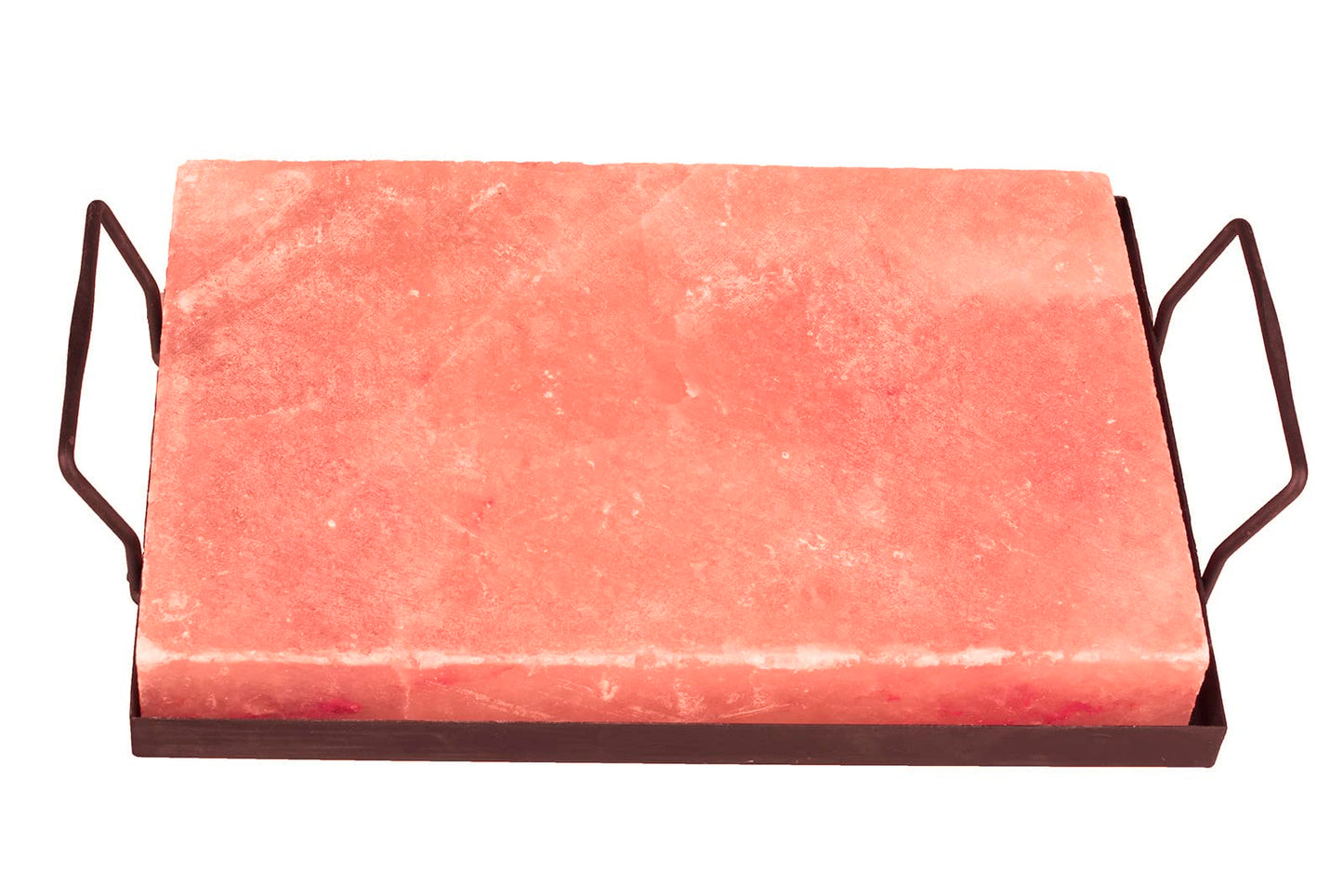 Himalayan Salt Plate Steel with Holder Set, Outdoor BBQ Himalayan Salt Block for Grilling Searing Chilling Cutting Seasoning & Serving, Size 12x8x1.6 inch.