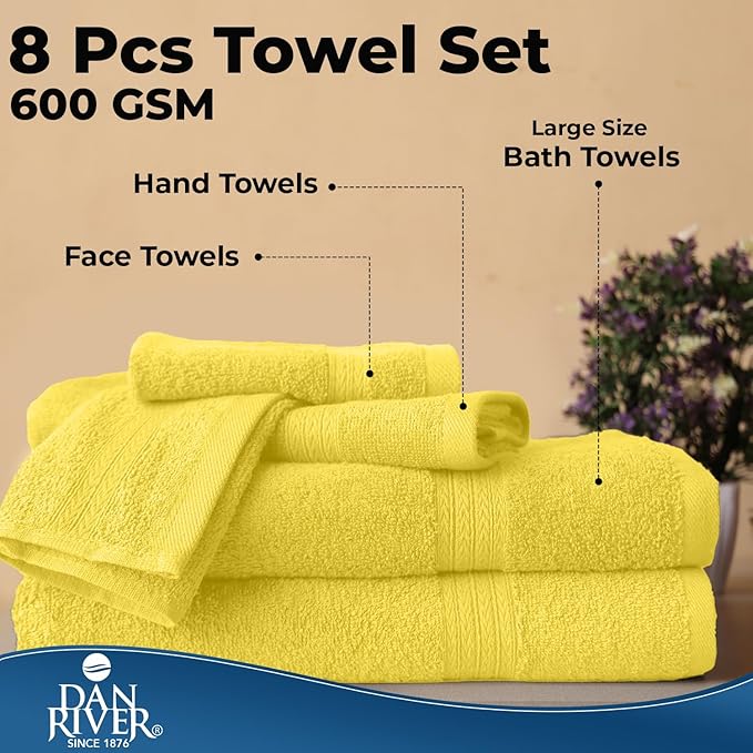 DAN River 8 PC Luxury Bath Towels