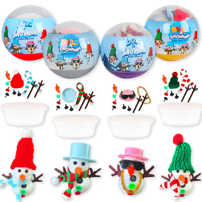 BEIGUO Christmas Crafts 4 Pack Colorful Balls with Modeling Clay Snowman DIY Kit for Kids Boys Girls Christmas Stocking Stuffers Gifts