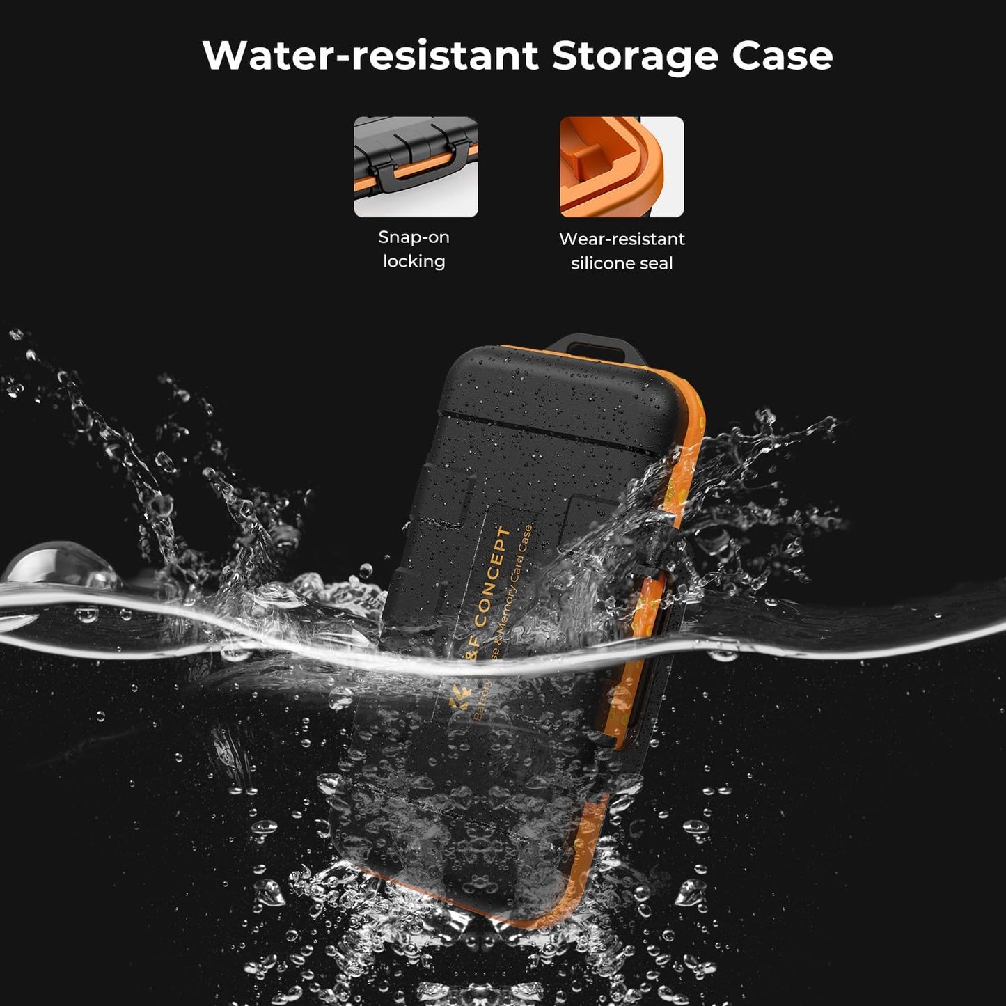 K&F Concept Camera Battery SD Card Holder for 4 SD Cards, 2 Camera Batteries, 6 TF Cards, 2 CF Cards or 2 XQDs, Water-Resistant Anti-Shock Case for Camera, Action Camera Batteries, NP-FZ100 Batteries