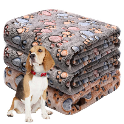 Awaytail 3 Pack Dog Blankets for Small Dogs - Soft Fleece Pet Blankets for Cats - Cute Paw Print Puppy Blanket Washable for Couch Bed Car - 50x60cm