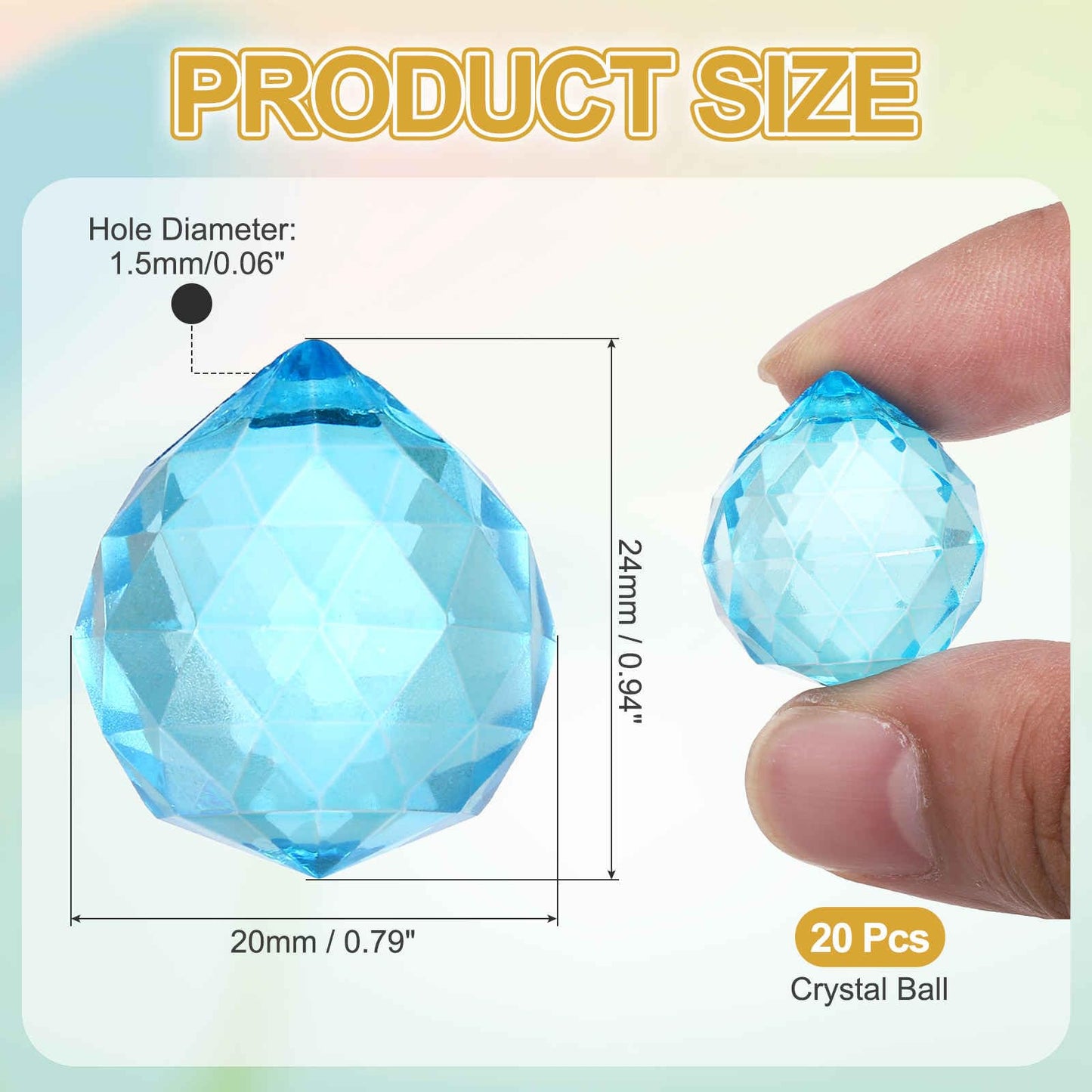MECCANIXITY 20Pack Crystal Ball Prism, 20mm/0.8" Decorative Ball Sun Shine Catcher Suncatcher Beads for Chandelier Window Wedding Decoration Home Decor, Light Blue