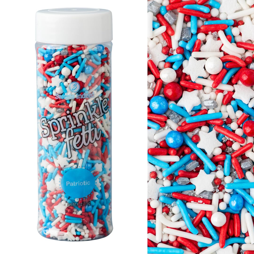Sweets Indeed Sprinkles, Edible Sprinkle Mix, Perfect for Cake Decorations, Baking, Ice Cream, Cookies, Cupcake Topper (Patriotic)