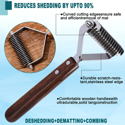 onebarleycorn coat king undercoat rake dog grooming comb,dog brushes for Shedding Stripping Brush Pet Dematting Comb for Dogs and Cats(14-Blades-L)