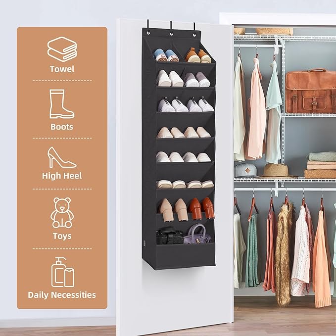 STORAGE MANIAC Over the Door Shoe Organizer Heavy-Duty Large Deep Pocket