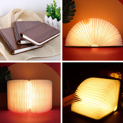 ZBOLE 4.7 Inch Wooden Book Lamp, Book Lovers Gifts,Teacher Appreciation Gifts for Women, Folding Book Light, LED Ambient Lighting, Magnetic Mood Lighting for Home&Library Decor (Walnut)