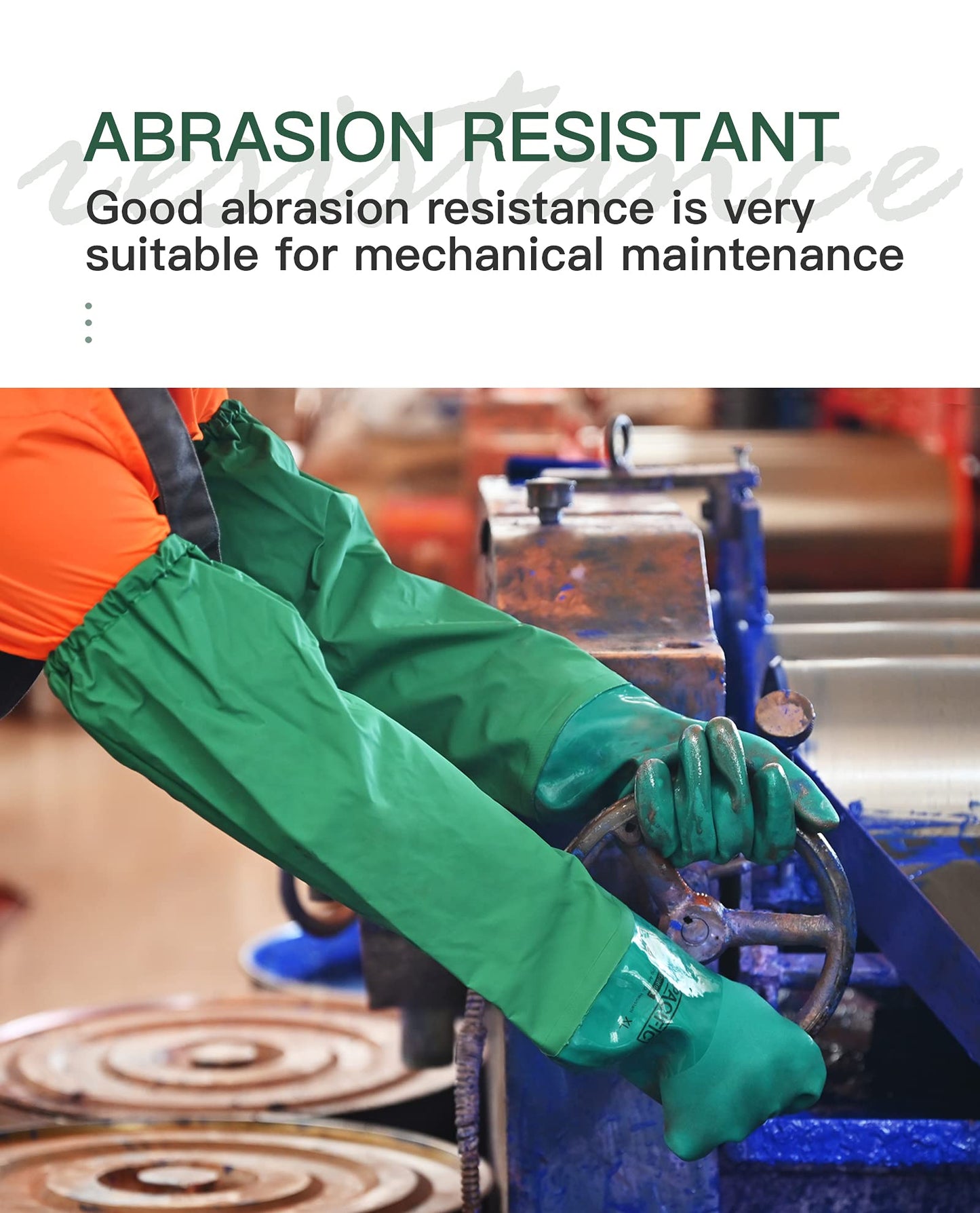 PACIFIC 26" Long Sleeve Gloves, Chemical Resistant Gloves. PVC Coating, Reusable, Heavy Duty Waterproof Gloves with Cotton Liner, Anti-skid, Acid-alkali and Oil, Large
