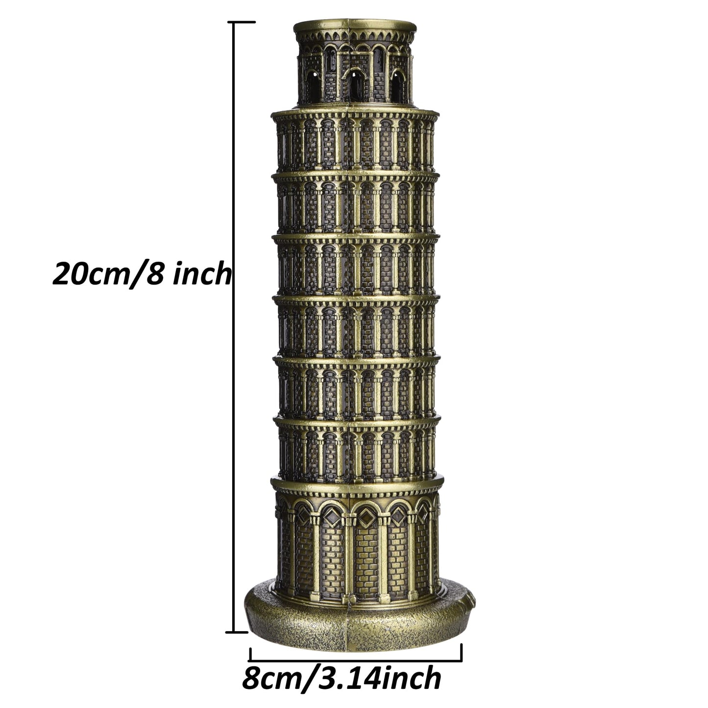 Cutbar 8.7 Inch Leaning Tower of Pisa Architecture Model, Retro Famous Italy Building Souvenir Figurines for Home Desktop Decoration Gifts(Bronze)