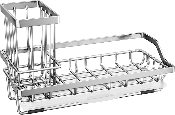 SWTYMIKI Kitchen Sink Caddy Sponge Holder, Kitchen Sink Organzier and Storage