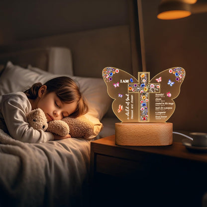 Baptism Gift for Girls Boys,Baby Shower Gifts,Butterfly Cross Night Light Gift for Baptism, Goddaughter, Godson, First Communion, Confirmation, Easter, Christmas | Christian Nursery Decor Gift