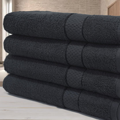 Casabella Pack of 2 Large Jumbo Bath Sheets 100% Egyptian Combed Cotton Big Beautiful Towels_Black_2pcs