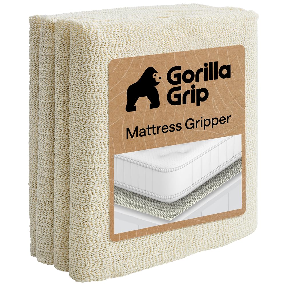 GORILLA GRIP Non Slip Mattress Gripper, Prevents Mattresses from Sliding and Holds Bed in Place, Pad Grips Beds, Sofa, Couch, Chair Cushions and Helps Keep Topper from Slipping, Easy Trim Pads, Full