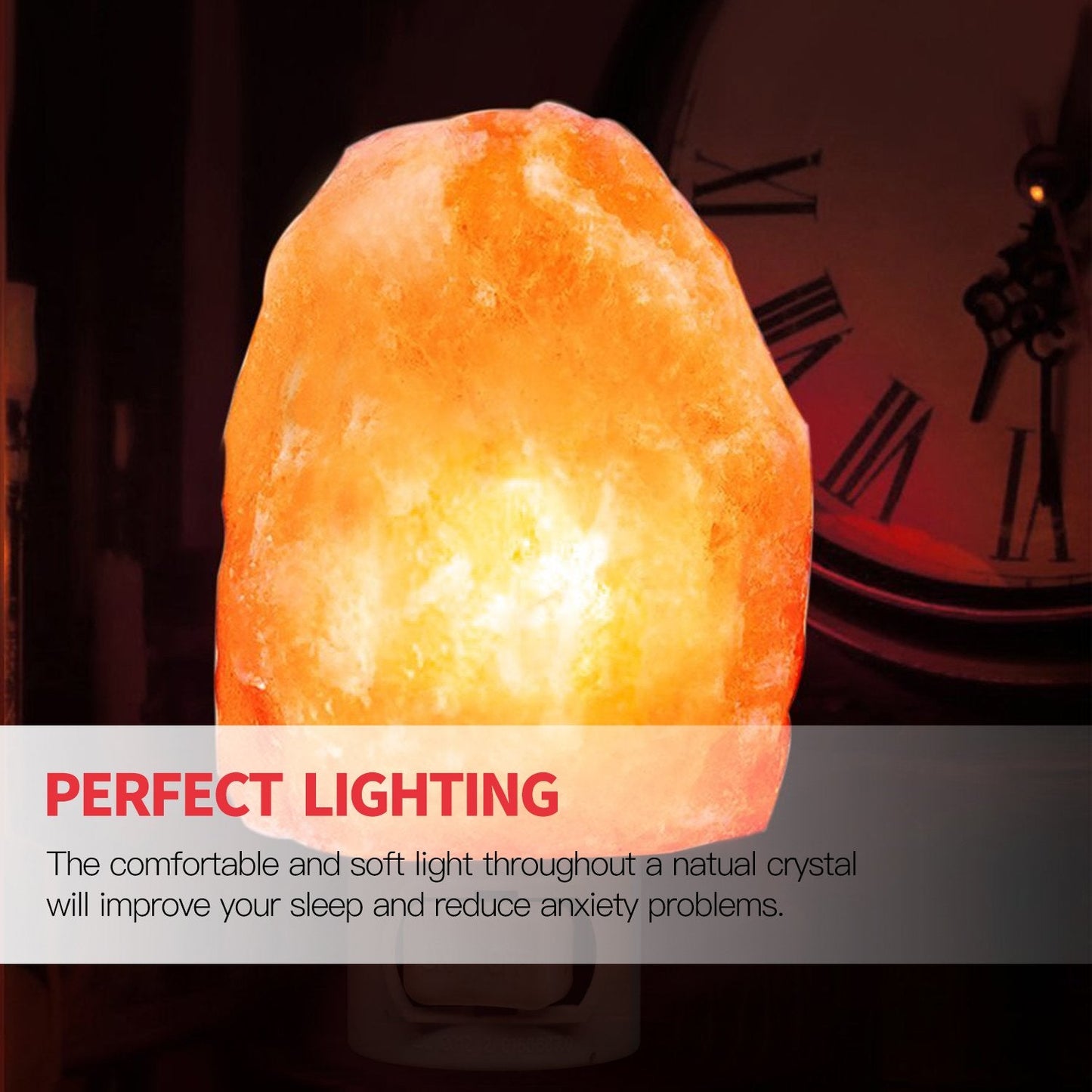 Betus Natural Crystal Himalayan Salt Wall Lamp - Air Purifying Night Light - 360° Rotatable Plug 7W Bulb - Natural