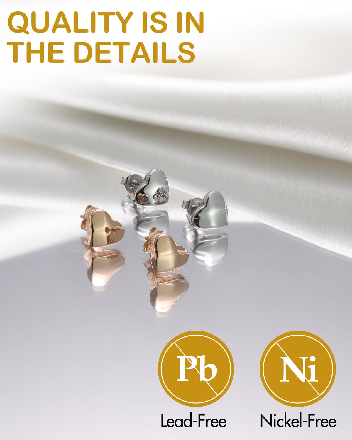 Feraco Magnetic Bracelet & Earrings for Women, Stud Earrings, Ear Curex with Strong Therapy Germanium Magnet, Dainty Heart Shape