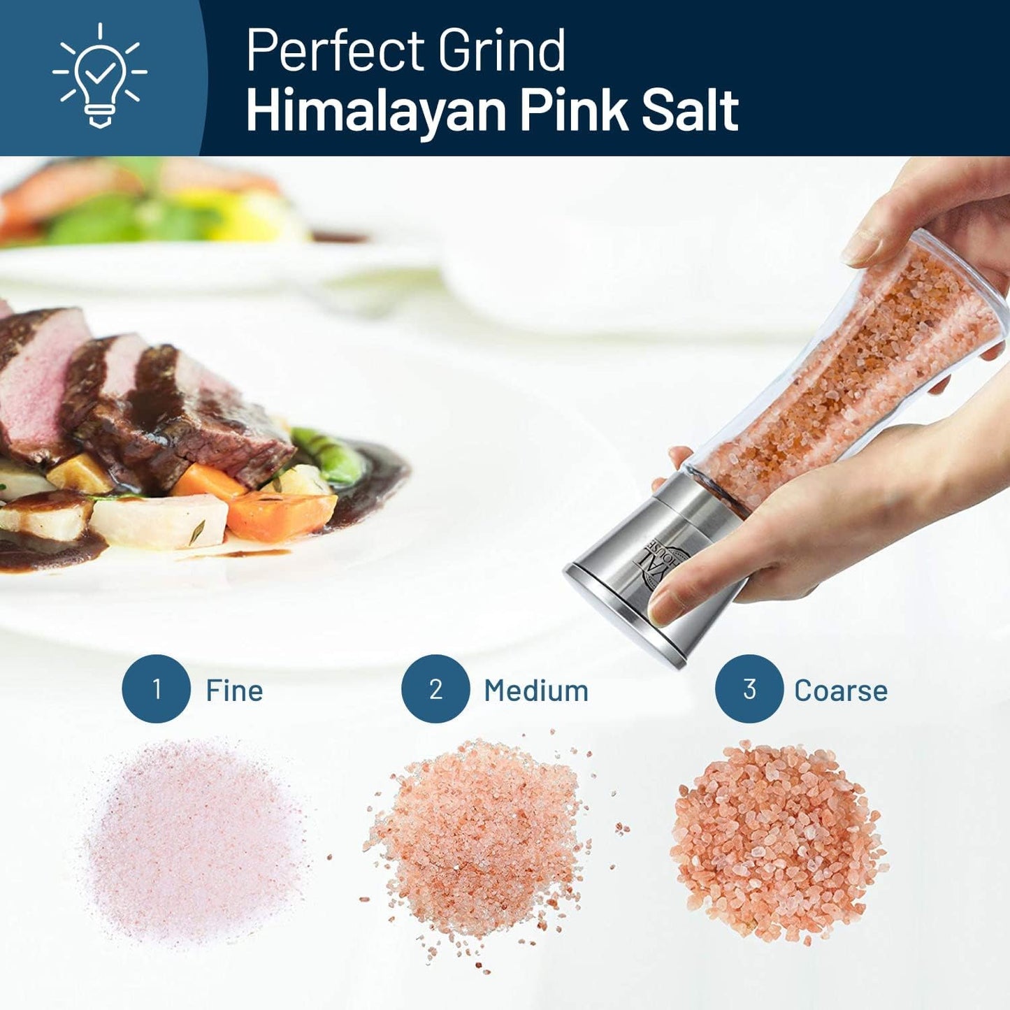 RoyalHouse, Himalayan Pink Salt 5 lbs Coarse Grain Bulk in Jar, Pure Gourmet Crystals, Natural Contains 84 Minerals, Suitable for Body Bath Scrubs, Table Salt For Grinders & Salt Mills Kosher