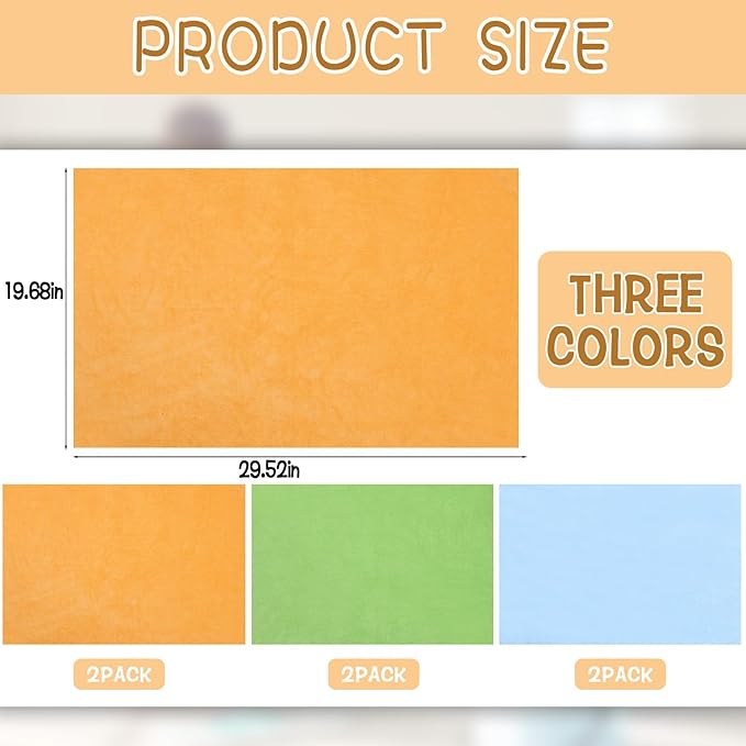 6 Pack Extra Large Microfiber Cleaning Cloths 20"x30", Lint-Free Reusable Towels