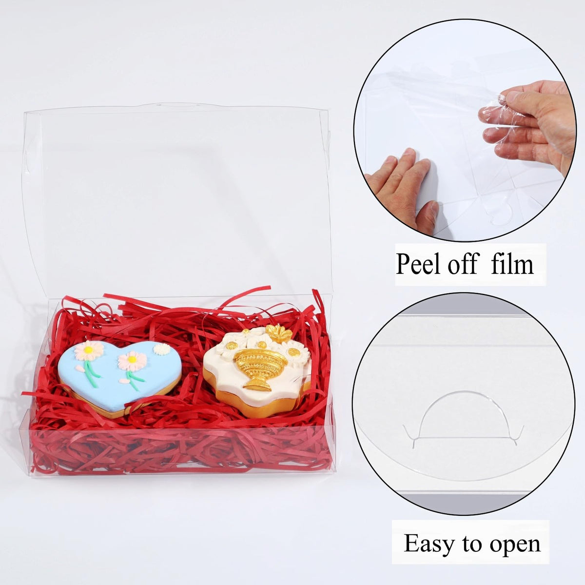 SLShePack 24PCS Clear Plastic Cookie Boxes 7x4.3x1.5 Inch with Window for Chocolate, Truffle, Oreo, Pastry, Bakery, Donut, Brownie, Soap, Party Favors, Wedding, Christmas, Valentine's