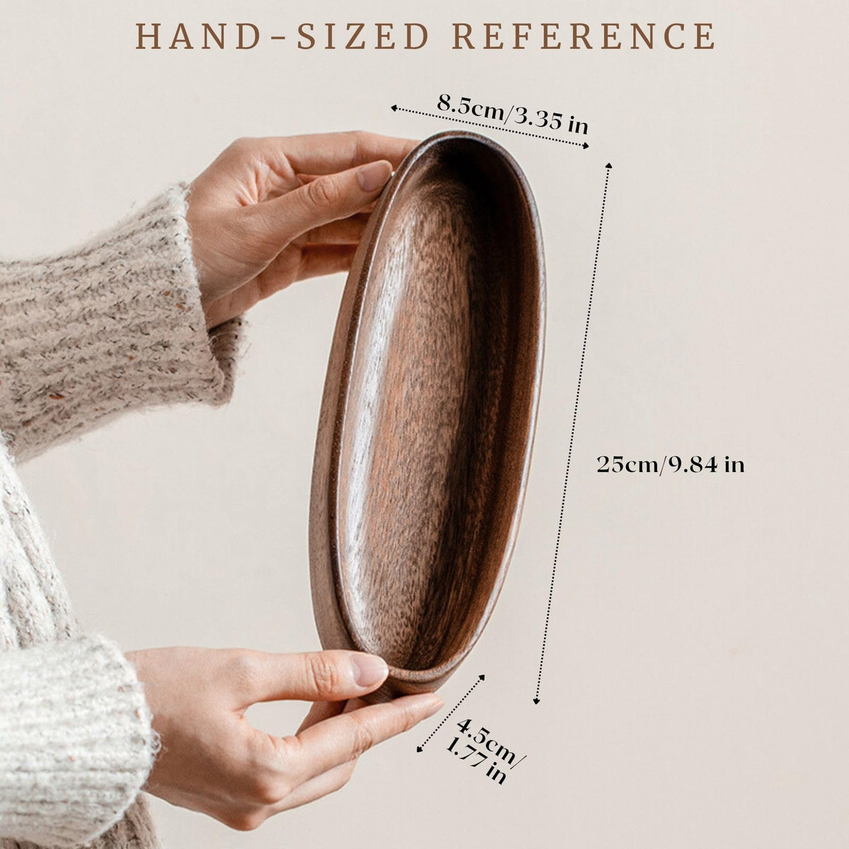 Rochoseng Wooden Decorative Bowl Walnut Wood Bowl for Table Centerpiece Rustic Wood Bowl for Home Decor Coffee Table Oval Boat Shape (Large (9.8"))