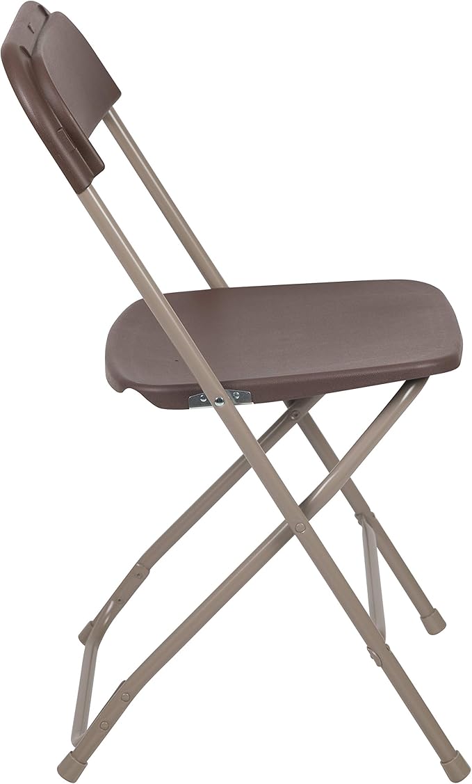 Flash Furniture Hercules Series Plastic Folding Chair Brown - 10 Pack 650LB Weight Capacity Comfortable Event Chair-Lightweight Folding Chair