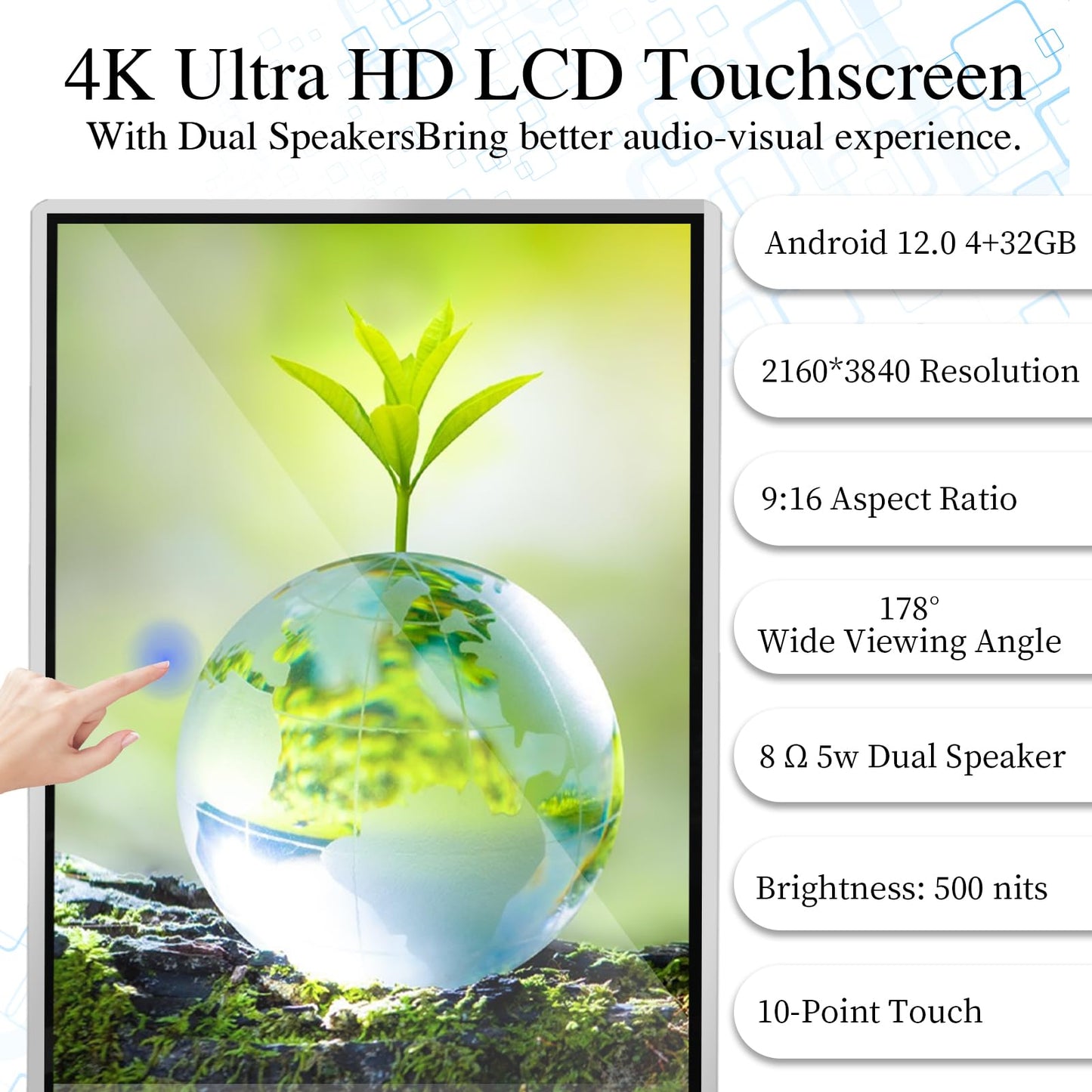 KEINONE 55" Touch Digital Signage Display Kiosk Floor Stand Advertising