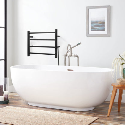 KEG Towel Warmer 8 Bars for Bathroom Freestanding or Wall Mounted Bath Towel Heater Plug-in with Built-in Timer Silver