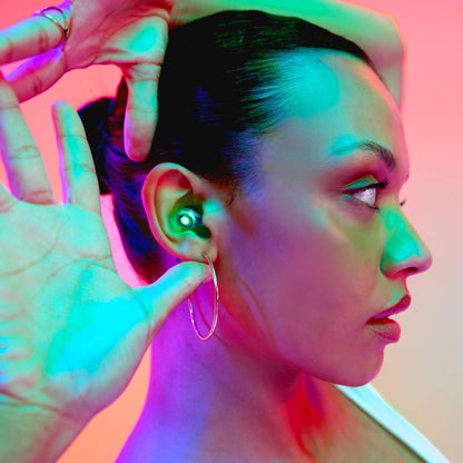 Eargasm Earlights Light Up High Fidelity LED Earplugs for Concerts, Festivals, Raves, Musicians, Sports Events, Live Entertainment for Safe Noise Reduction (Premium Gift Box Packaging)