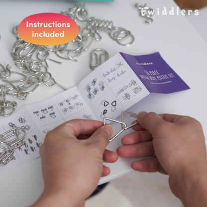 THE TWIDDLERS 36 Pieces Metal Wire IQ Brain Teaser Mind Puzzles, Multipack Mini School Gift Toys, Party Bag Fillers for Kids & Adults Party Favours, Instructions Included