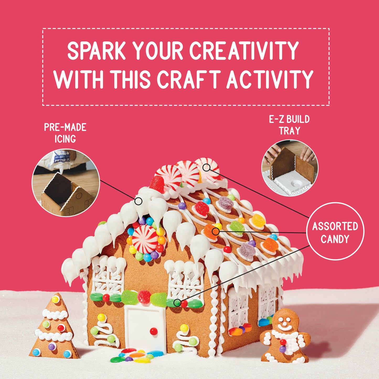 NABISCO Create-A-Treat E-Z Build Gingerbread House Decorating Kit, Holiday Gift, 27.3 oz + Bonus OREO Mini Cookie Snack Pack