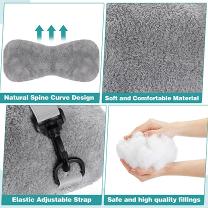 1 Pc Neck Pillow for Recliner Headrest Pillow Bone Shaped Chair Plush with Adjustable Strap Neck Support and Pain Relief Curve Head Cushion for Car Travel Airplane (Grey)