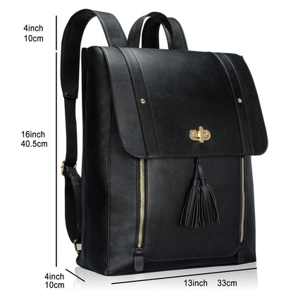Estarer Womens Laptop Backpack 15.6“ Large PU Leather Rucksack Handbag for Work School