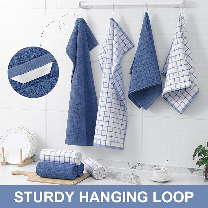 Homaxy Premium Cotton Kitchen Towels 16"x 28", Large Natural Ring Spun 390 GSM