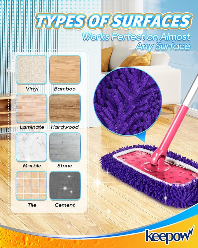 8Pcs Reusable Microfiber Mop Pads Compatible