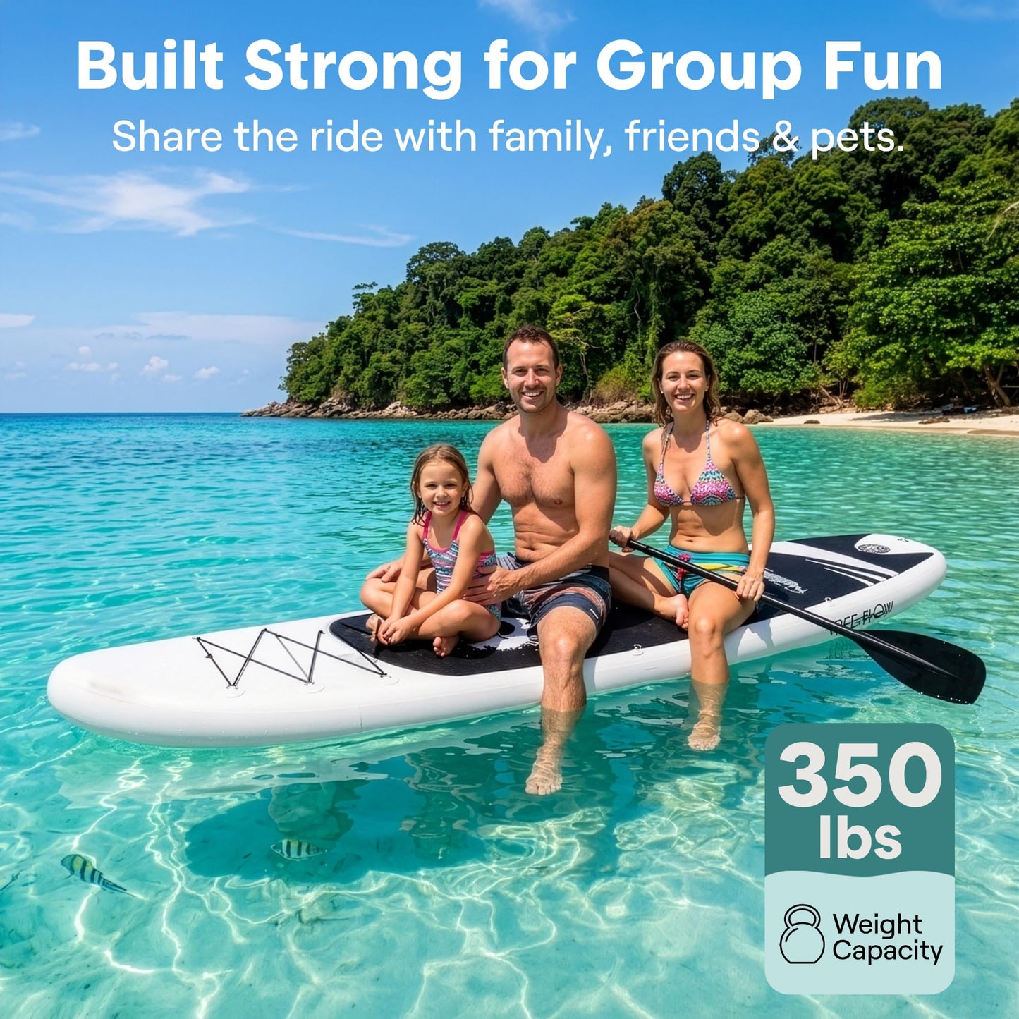 SereneLife 10’10” Inflatable Stand Up Paddle Board with Premium SUP Accessories - 32” Wide Stable Design with Non-Slip EVA Deck Pad, for Youth and Adults, 350 lbs. Capacity