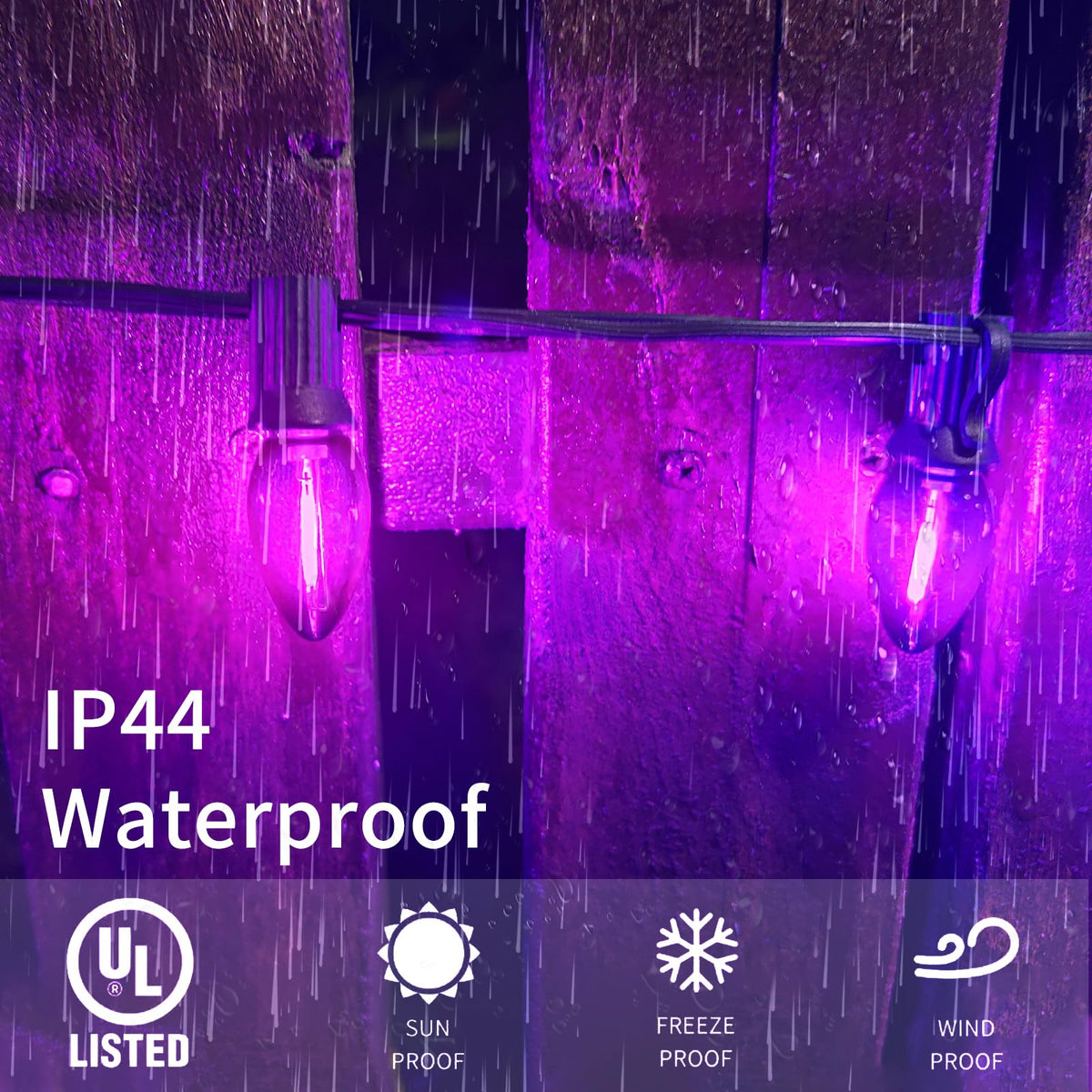 CHYParty 12 Pack C7 LED Replacement Bulbs, Purple Christmas Light Bulbs for Outdoor String Lights, Patio, Xmas Tree, Halloween Decor, E12 Candelabra Base, Waterproof, Dimmable
