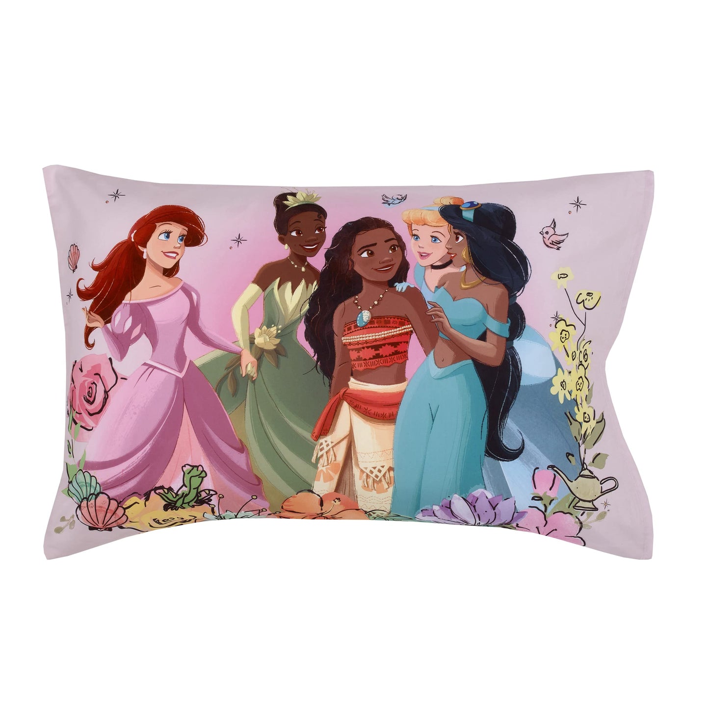 NoJo Disney Alice's Wonderland Bakery Tea Party Pink and Purple 4 Piece Toddler Bed Set - Comforter, Fitted Bottom Sheet, Flat Top Sheet, and Reversible Pillowcase