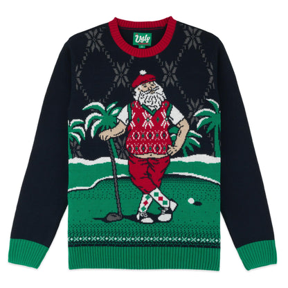 The Ugly Sweater Co. Mens Sports Golf Sports Ugly Christmas Sweater for Holiday Fun Design, Snug Fit Breathable Crewneck