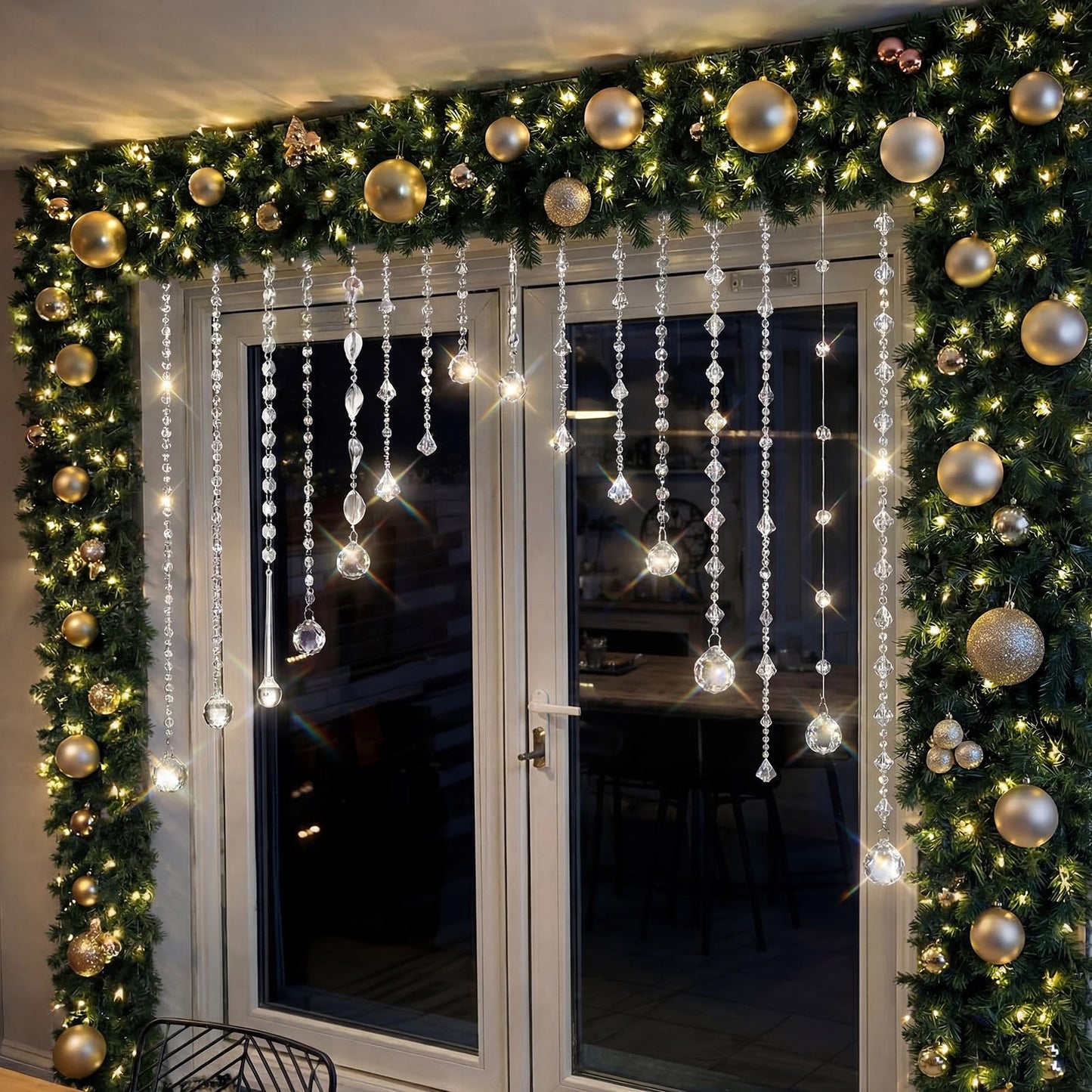 Soulchen 24 Pcs 20 Inch Clear Acrylic Crystal Garland Strands Large Hanging Chandelier Bead Chain String Wedding Icicle Drop Ornaments for Wedding Party Decor