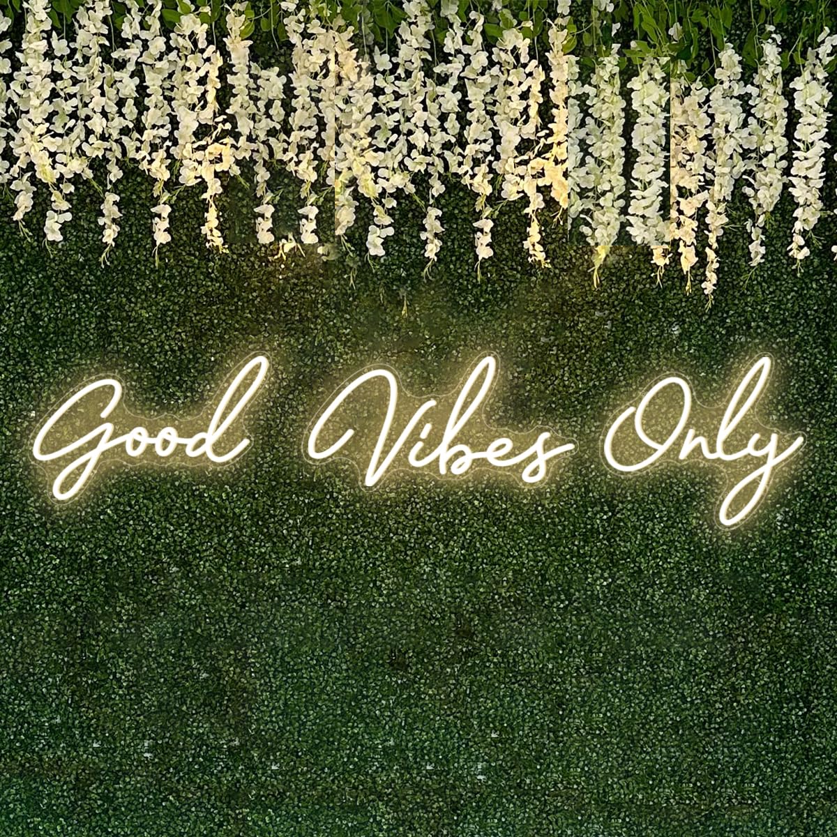 Voncitedn Super Large Good Vibes Only Neon Signs, Dimmable Good Vibes Only Neon Light Signs with ON/OFF Switch, LED Light Up Signs for Home Gym Decor Hair Background Bar Rooms Engagement Birthday Party, Warm White