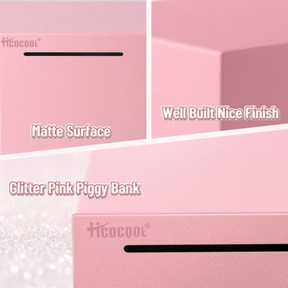 Hicocool Piggy Bank for Adults Must Break to Open, Unbreakable Stainless Steel Money Saving Box (Pink, Palm Size)