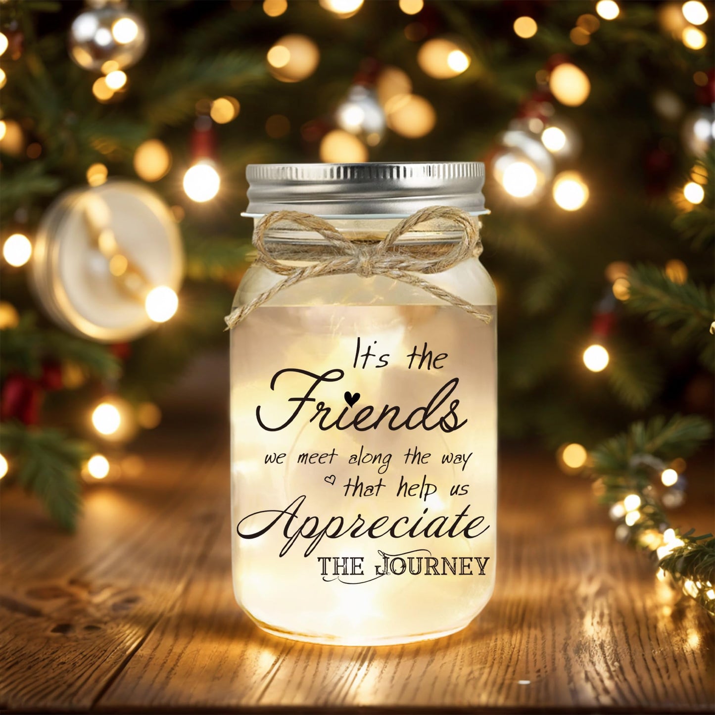 Hua Feishang Birthday Gifts for Women Friendship, Mason Jar Night Lights for Friend, Thankgiving Gifts for Women, Suitable for Home Office Table Stands