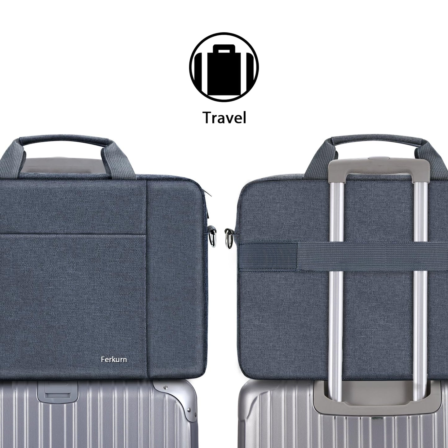 Ferkurn Laptop Bag Case Sleeve 15 15.6 16 inch for Women Men Compatible with 15"/16" MacBook Pro/Air M4/M3/M2/M1, Surface Laptop 6/5/4 Book, XPS 15, HP Pavilion, Lenovo, Acer, ASUS, Samsung, Grey