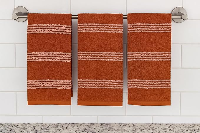 Serafina Home Terracotta Orange Rust Kitchen Hand Dish Towels: Oversized 18" x