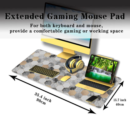 Samgula XXL Mouse Pad Desk Mat Large Gaming Mouse Pads Computer Mats 900X400 Mousepad Non-Slip Rubber Base Waterproof with Stitched Edges 35.4" X 15.7" for Game Office, Geometric Abstract