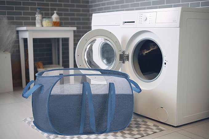 pop-up laundry basket，with Durable Handles collapsible Mesh laundry Hamper
