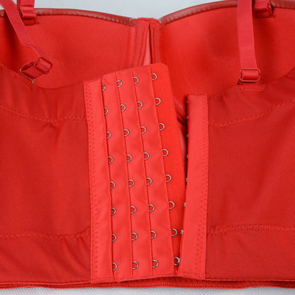 ELLACCI Faux Leather Bustier Crop Top Gothic Women's Corset Top Bra Red Small